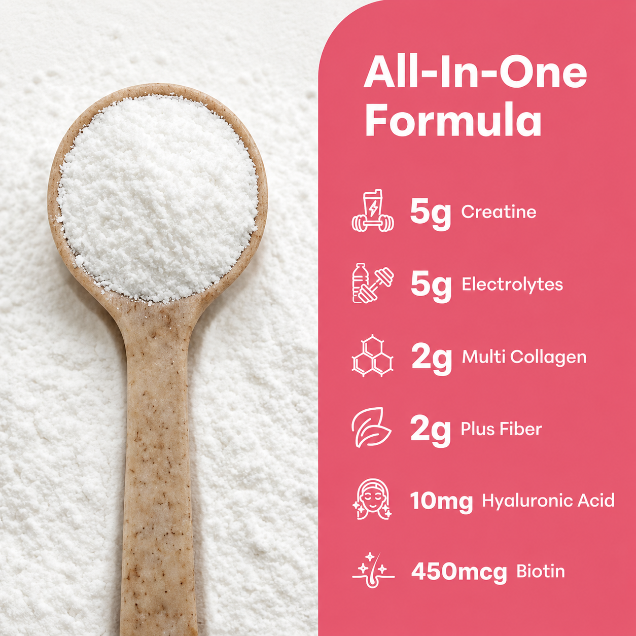 Creatine Hydration for Women (Strawberry Flavor) - 5g Creatine + 5g Electrolytes + 2g Collagen, with Fiber, Probiotics, HA, Vitamin C and Biotin